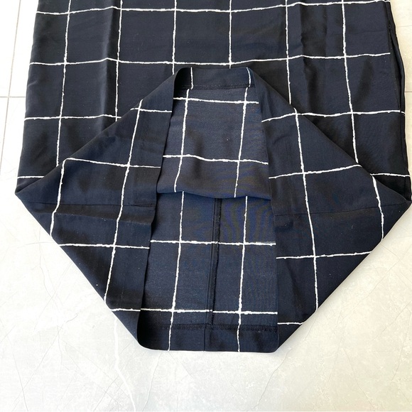 VINCE 100% Silk Black White Windowpane Print Side Pockets Mini Shift Dress Sz M - Picture 11 of 15